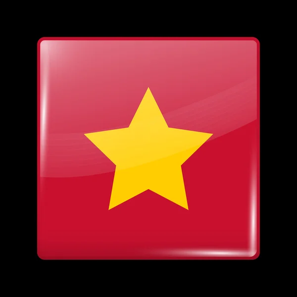 Vietnam varyant bayrak. Camsı simgesi kare şekli — Stok Vektör