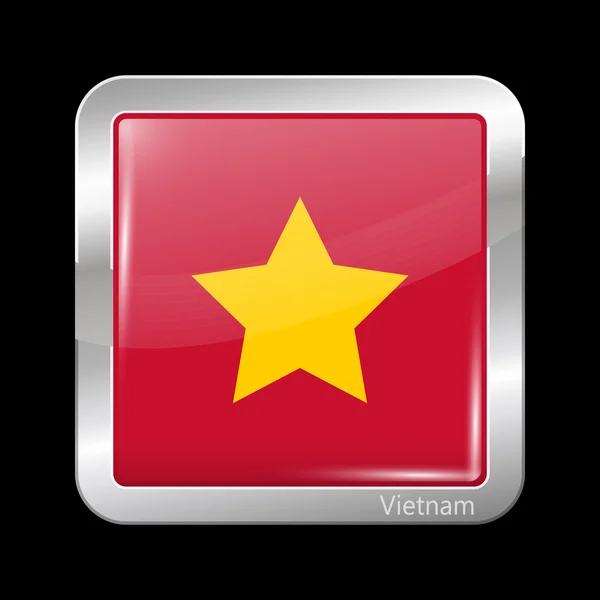 ベトナム バリエーション フラグ。金属アイコン四角の図形 — ストックベクタ