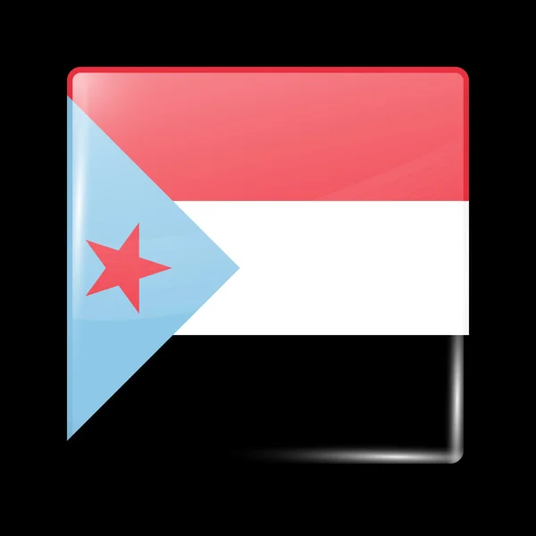 Bandera de Yemen del Sur. Icono vidrioso forma cuadrada — Archivo Imágenes Vectoriales