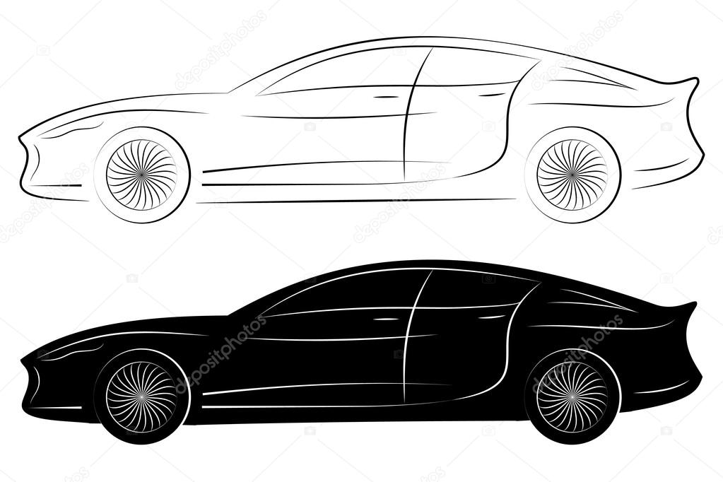 Concept Vehicle Silhouette. Vector Car Outlines