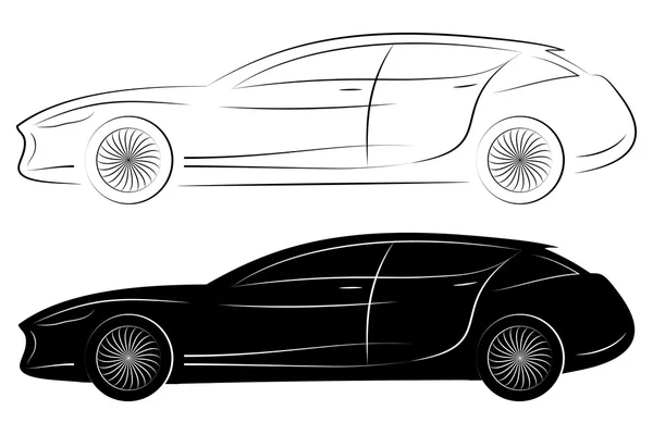 Concept voertuig silhouet. Auto Vectorcontouren — Stockvector