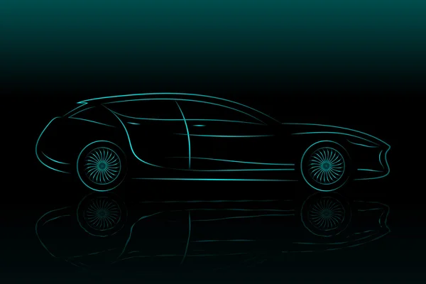 Silueta de vehículo conceptual. Vector contornos del coche — Vector de stock