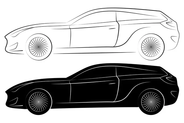 Concept voertuig silhouet. Auto Vectorcontouren — Stockvector