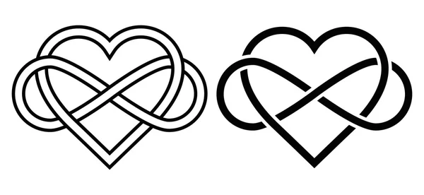 Corazón entrelazado con el signo del infinito — Vector de stock