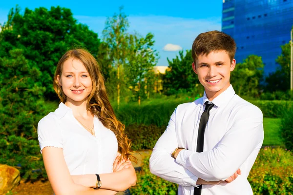 Portrait of a businessman and businesswoman — Stock Photo, Image