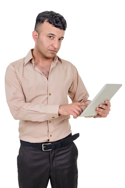 Geschäftsmann mit einem Palmtop-Computer. — Stockfoto