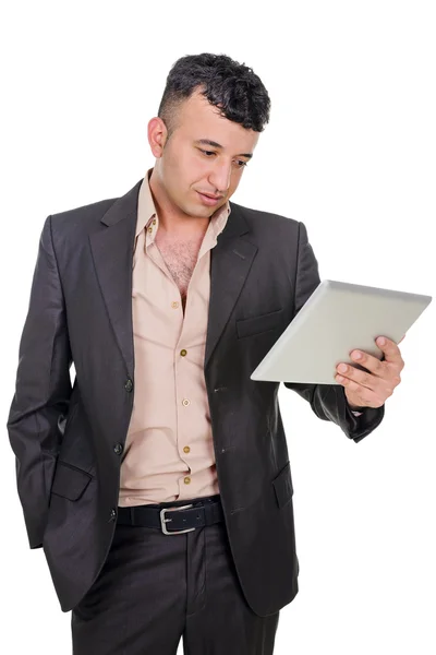 Geschäftsmann mit einem Palmtop-Computer. — Stockfoto