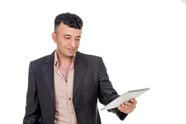 Geschäftsmann mit einem Palmtop-Computer. — Stockfoto