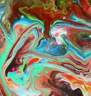 Soyut yeşil-kahverengi mermer arka plan. Akrilik boya serbestçe akar ve ilginç bir yapı yaratır. Doğal taşın renkli dokusu. Psikedelik biyomorfik arkaplan sanat tasarımı