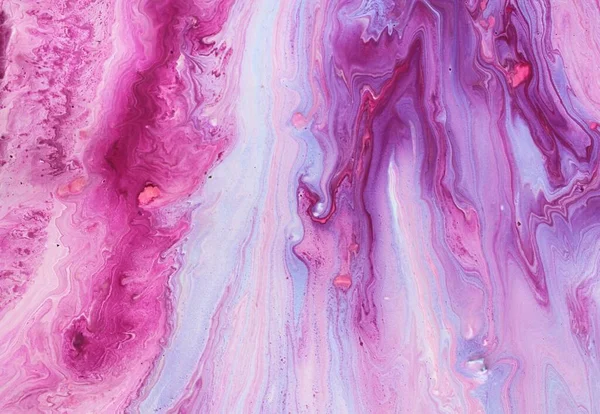 Абстрактный Белый Розовый Мраморный Фон Акриловая Краска Течет Свободно Создает — стоковое фото