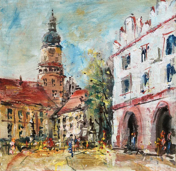 Renaissanceplatz und Burgturm — Stockfoto