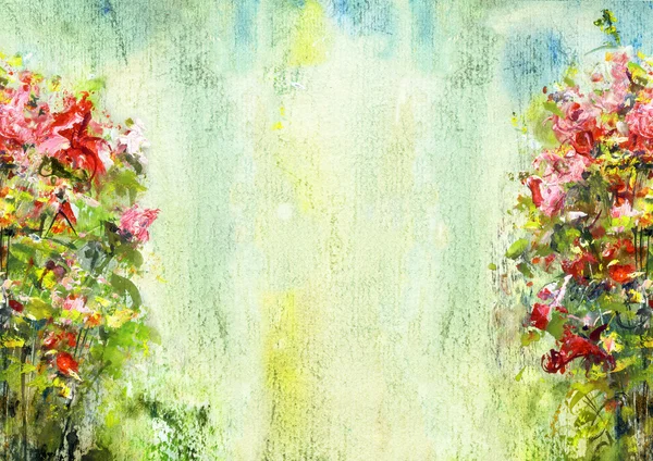 Květinové Zátiší s růžemi, uměleckého pozadí akvarel — Stock fotografie