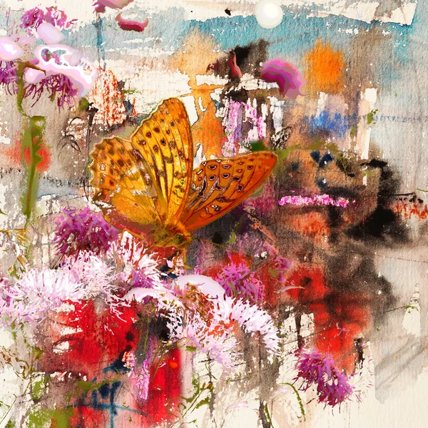 sulu boya, sanat arka kelebek ve soyut 