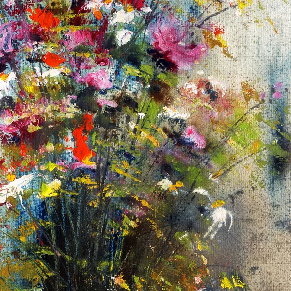 Blommor, målning på handgjort papper — Stockfoto