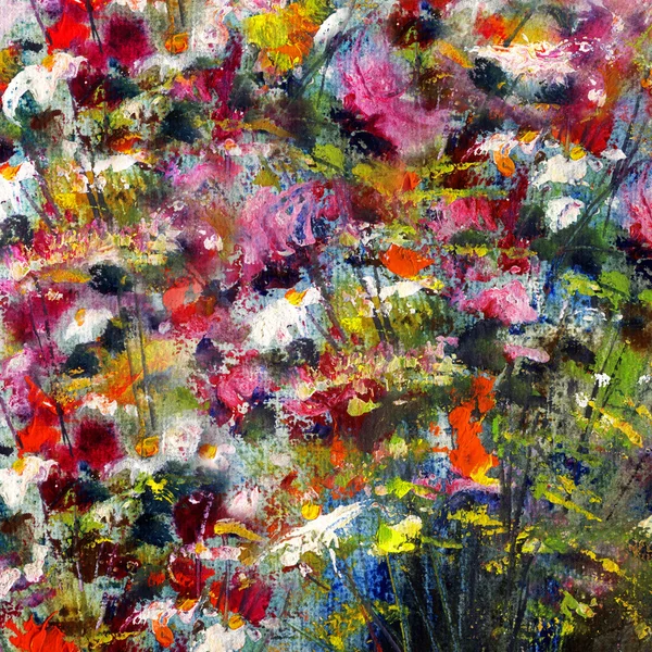 Flores de colores, pintura de arte — Foto de Stock