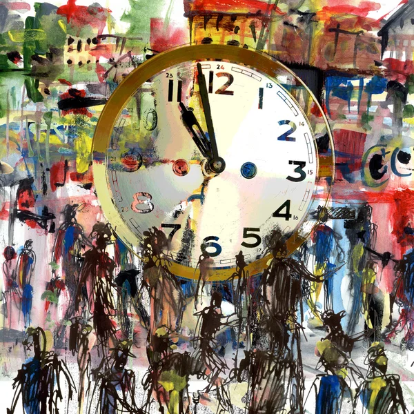 People Time Aquarelle Techniques Mixtes Fond Abstrait — Photo