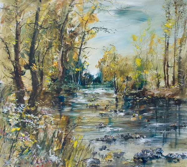 Rocky River ormandaki Yağlıboya Resim