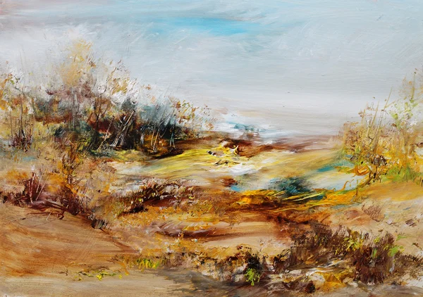 Floodplain landscape oil painting — Stock Photo, Image