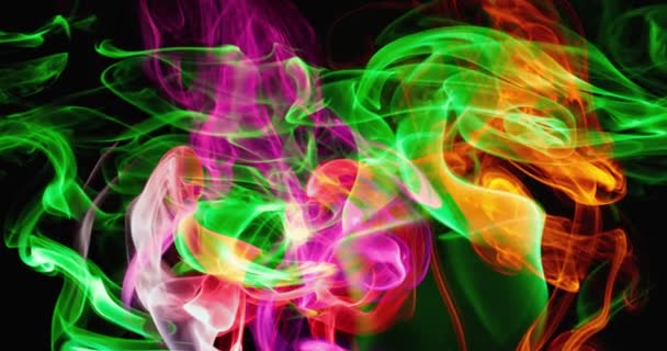 Surrealistyczny Wolny Taniec Chmur Kolorowego Dymu Wiry Wspaniałego Dymu Ciemnym — Wideo stockowe