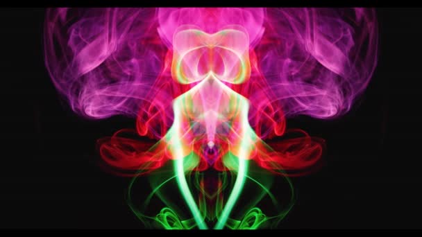Psychedelic Fantasies Colored Smoke Psychodiagnostic Test Symmetrical Color Blot Axial — Stock Video