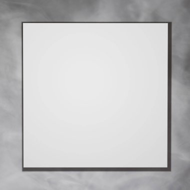 Yazı için bir model, tatil için tebrik ederim. 3 boyutlu görüntüleme. Renkli dumanın arka planında gölgesi olan kare boş bir sayfa..