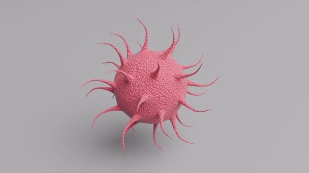 Virus Vivo Coronavirus Rotante Deformante Sfondo Grigio Rendering Modello Coronavirus — Video Stock