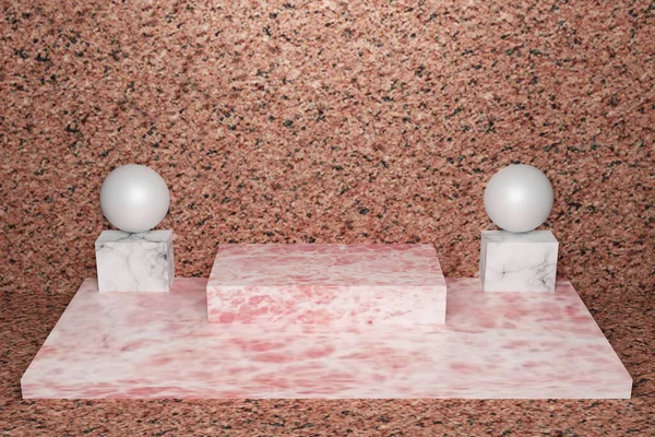 Abstract Scene Colored Stone Pedestal Pink Marble Marble Podium Granite — Fotografia de Stock
