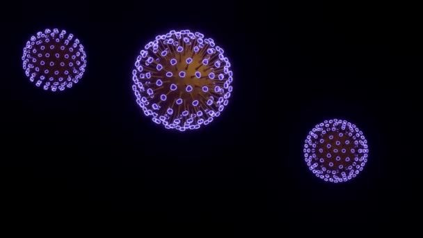 Latający Abstrakcyjny Koronawirus Renderowanie Trzy Ciała Wirusa Poruszające Się Przestrzeni — Wideo stockowe