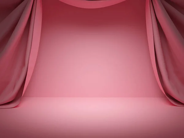 Sahne pembe tonlarda. 3B görüntüleme.