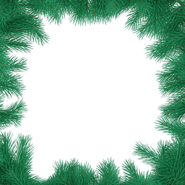 푸른 가문비나무 가지가 뒤섞인 크리스마스 화환. 3D 렌더링. 고립됨. — 스톡 사진