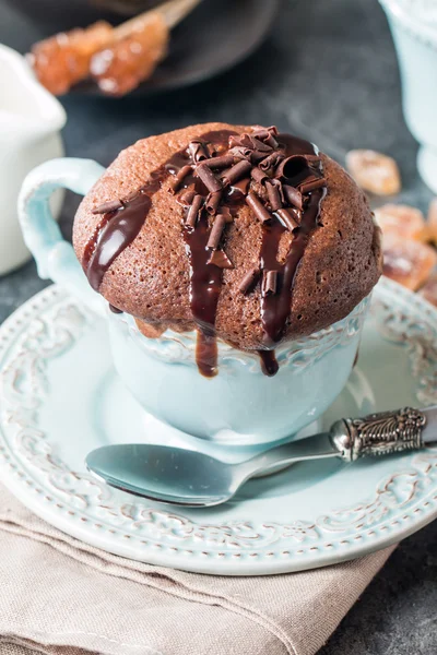 Souffle de chocolate com chocolate — Fotografia de Stock