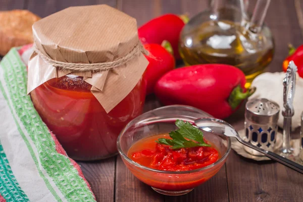 Appetizer of marinated red pepper — Stock Photo, Image