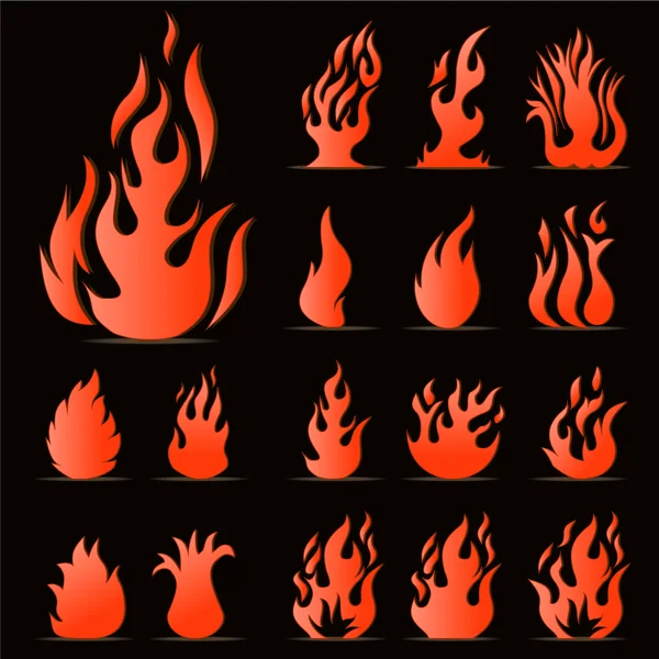 Conjunto de ícones de chama —  Vetores de Stock