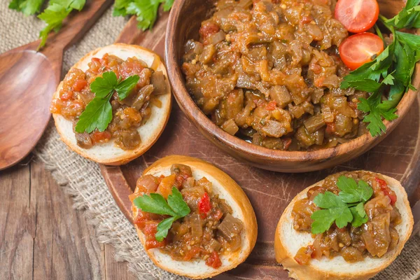 Eggplant caviar top view — Stock Photo, Image