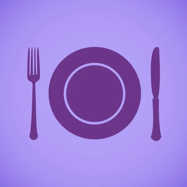 Maträtt gaffel och kniv ikonen — Stock vektor