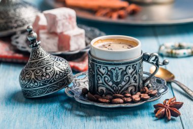 Turkish coffee and  delight clipart
