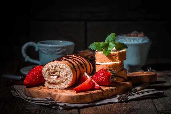 신선한 딸기 케이크 — 스톡 사진