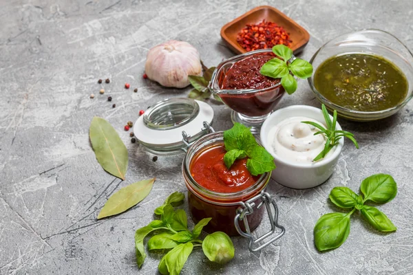 Varias salsas de salsa — Foto de Stock