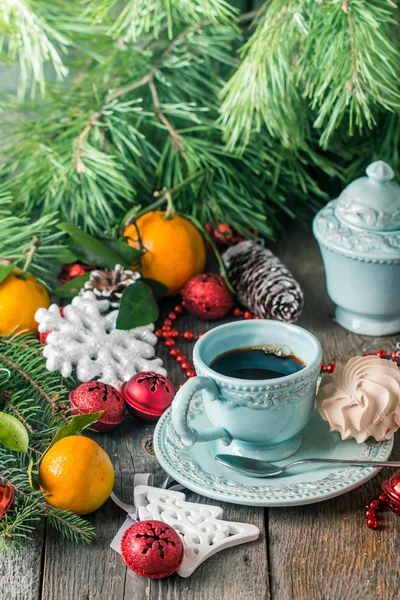 Natal férias fundo com xícara de café — Fotografia de Stock