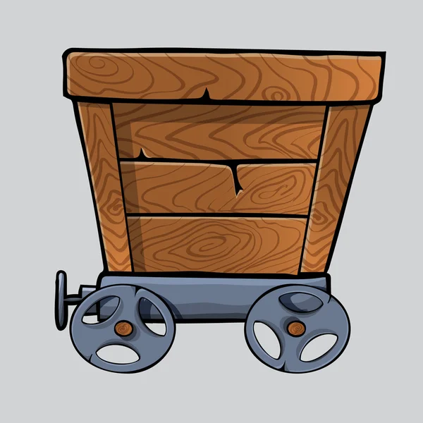 Wooden mine cart — Stock Vector