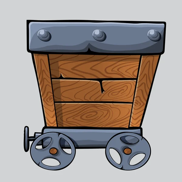 Wooden mine cart — Stock Vector