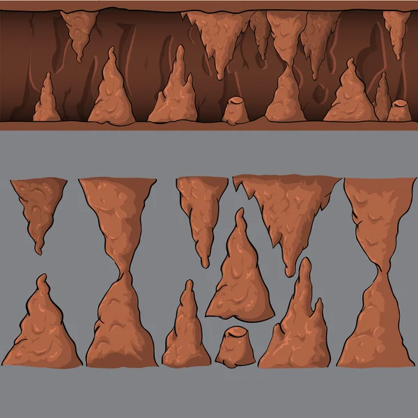 Caverna de vetor de desenhos animados sem costura — Vetor de Stock