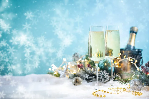 Різдво шампанського окуляри — стокове фото