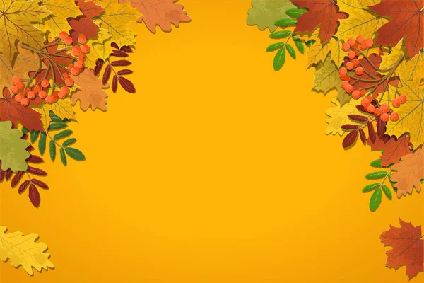 Fond d'automne, feuilles de papier d'arbre — Image vectorielle
