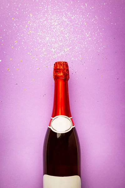 Champagne fles, bovenaanzicht — Stockfoto