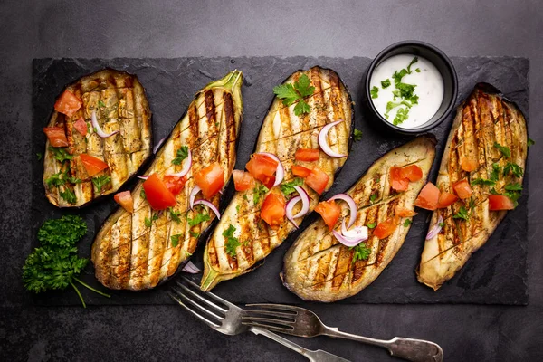 Rodajas de berenjena a la parrilla — Foto de Stock