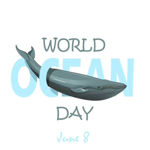 Ill di giorno di oceani mondiale con balena — Vettoriale Stock