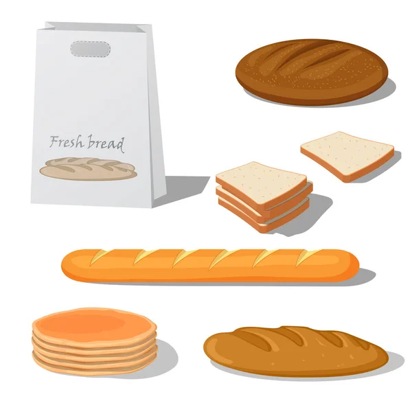 Conjunto de pan vector mal en la espalda blanca — Vector de stock