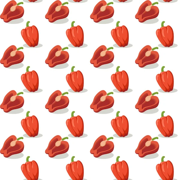 Motif vectoriel sans couture avec poivron rouge — Image vectorielle