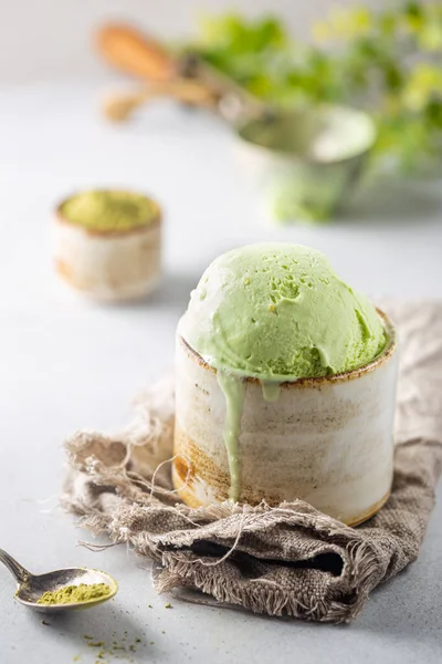 Green tea matcha ice cream — Stock Photo, Image